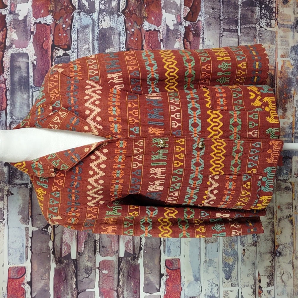 Vintage Tribal Pattern Woven Cotton Jacket